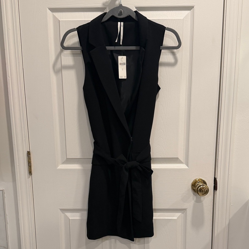 Black Sleeveless Wrap Cocktail Mini Dress
